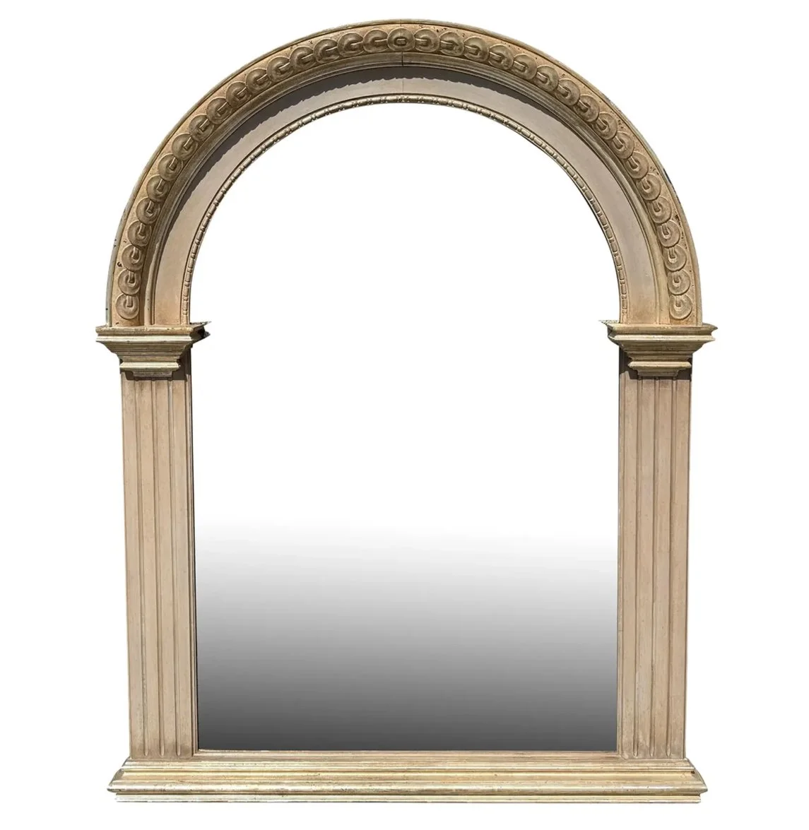 Gustavian Style White Gold Giltwood Arched Mirror