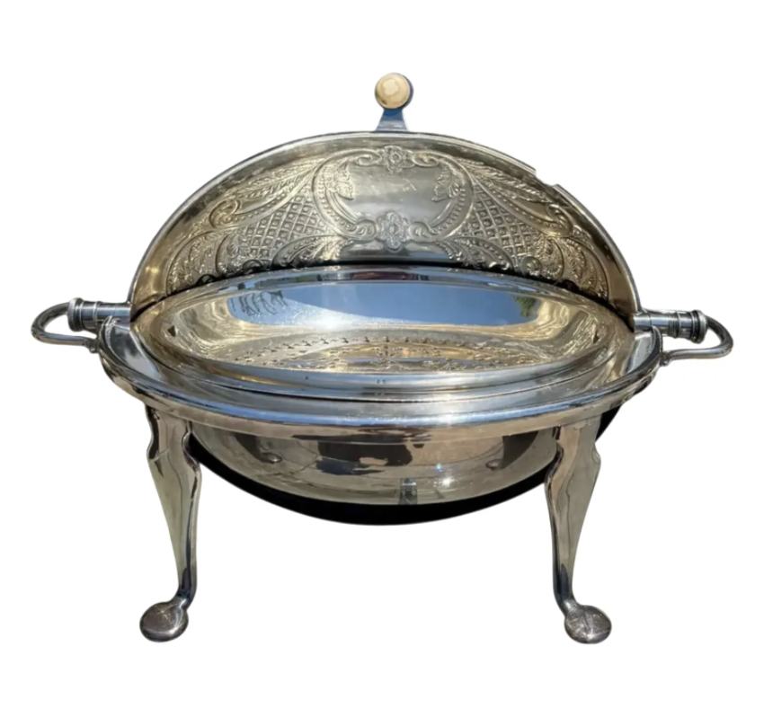 Antique Victorian Silver Plated Entre Dish Serving Food Dome