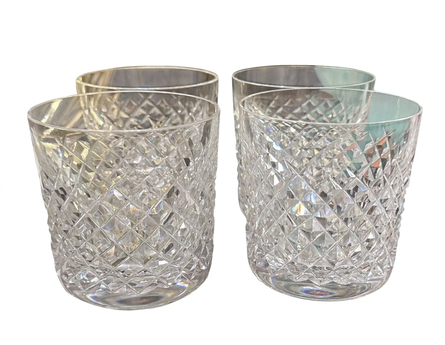 Set of 4 Waterford Crystal Whiskey Tumbler Glasses