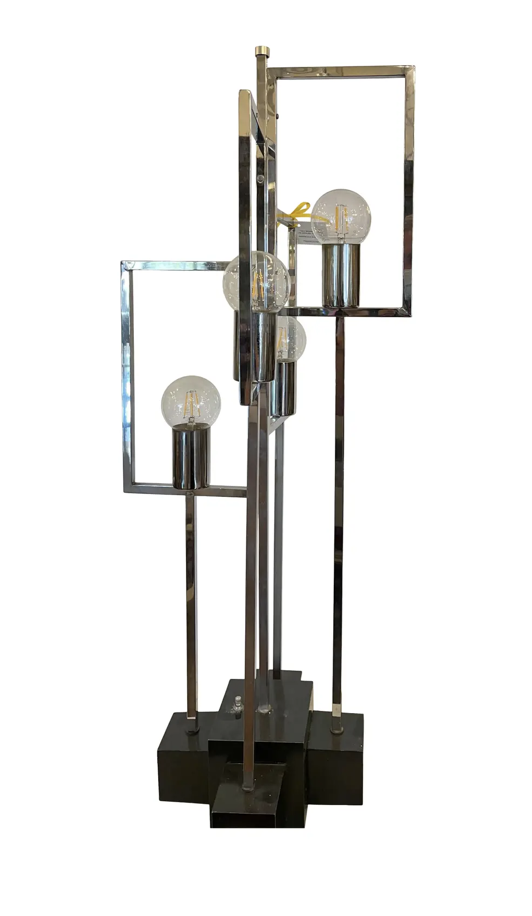 Mid Century Modern Architectural Chrome 4 Light Chrome Table Lamp
