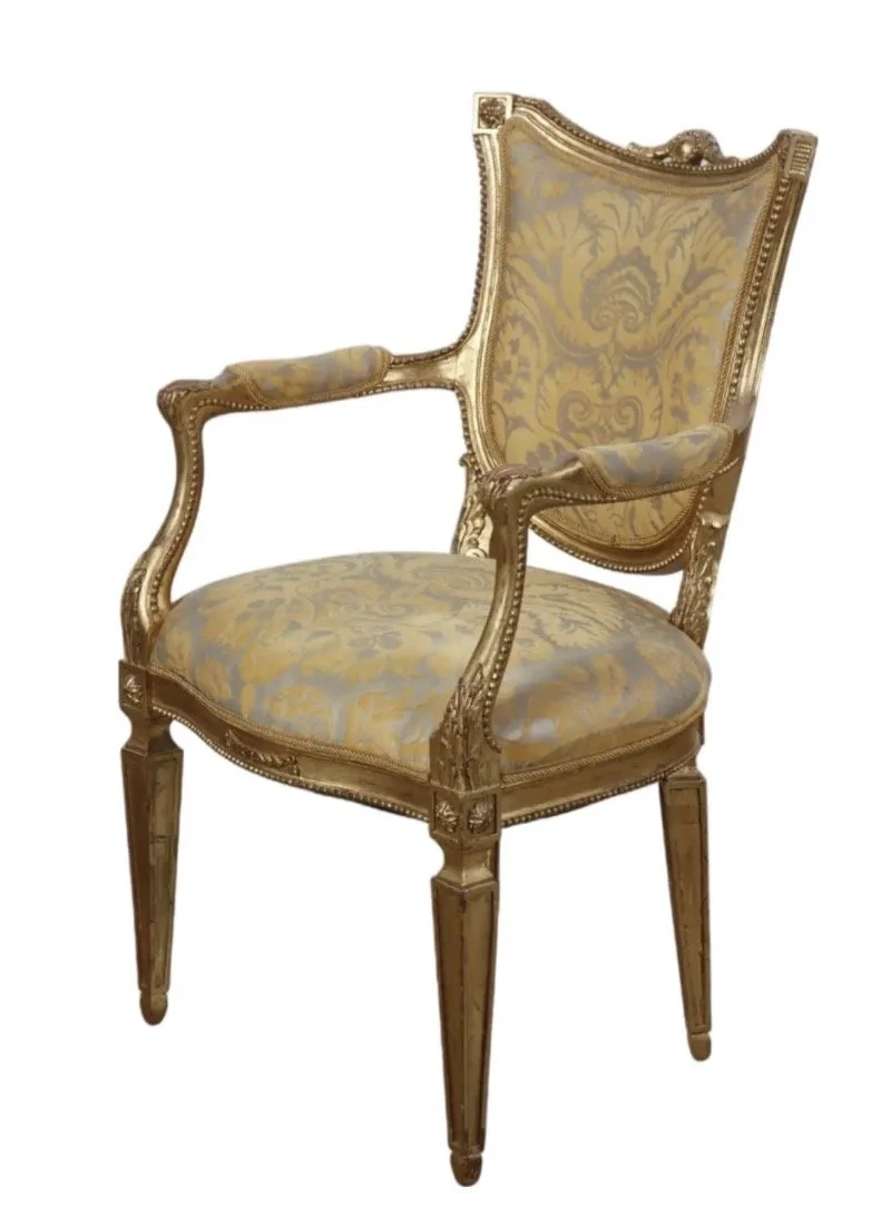 Fortuny Italian Neoclassical Style Giltwood Armchair