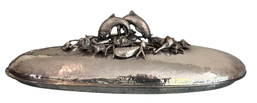Franco Lapini Hand Hammered Silver Plated Fish Serving Dish