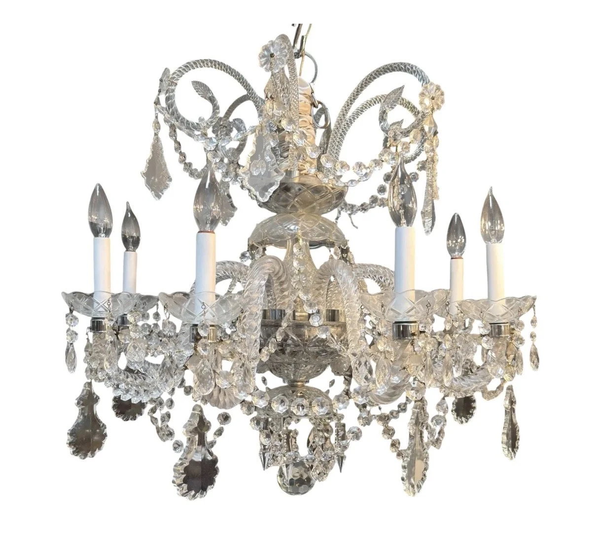 1950’s Venetian Crystal 8 Lite Chandelier