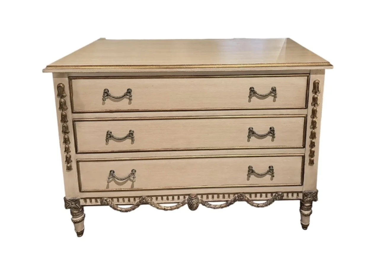 48” Nancy Corzine Neoclassical Ivory Nightstand Commode Chest of Drawers - 1 of 2