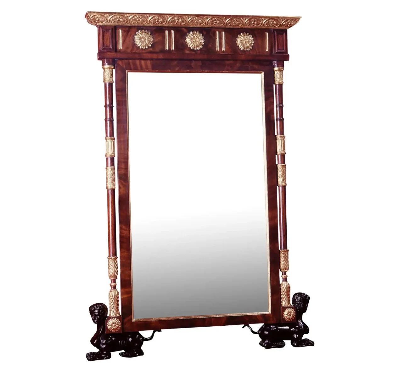 Italian Neoclassical Burton-Ching Walnut & Giltwood Ebony Mirror - Piedmonte