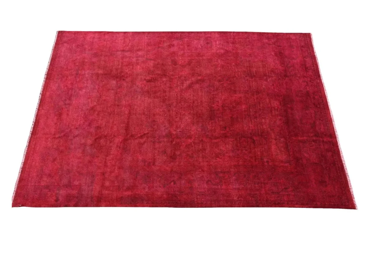 Hand Made Tibetan Wool Cranberry Ted Rug 9 X 12