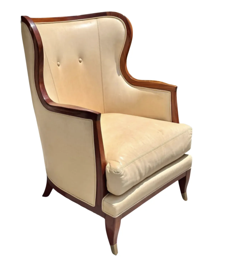 Lucien Rollin Collection for William Switzer Leather Wingback Armchair