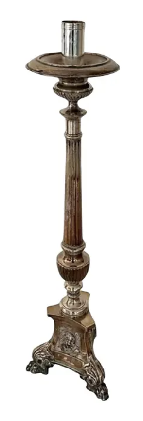 Antique Silver on Copper Cathedral Candlestick