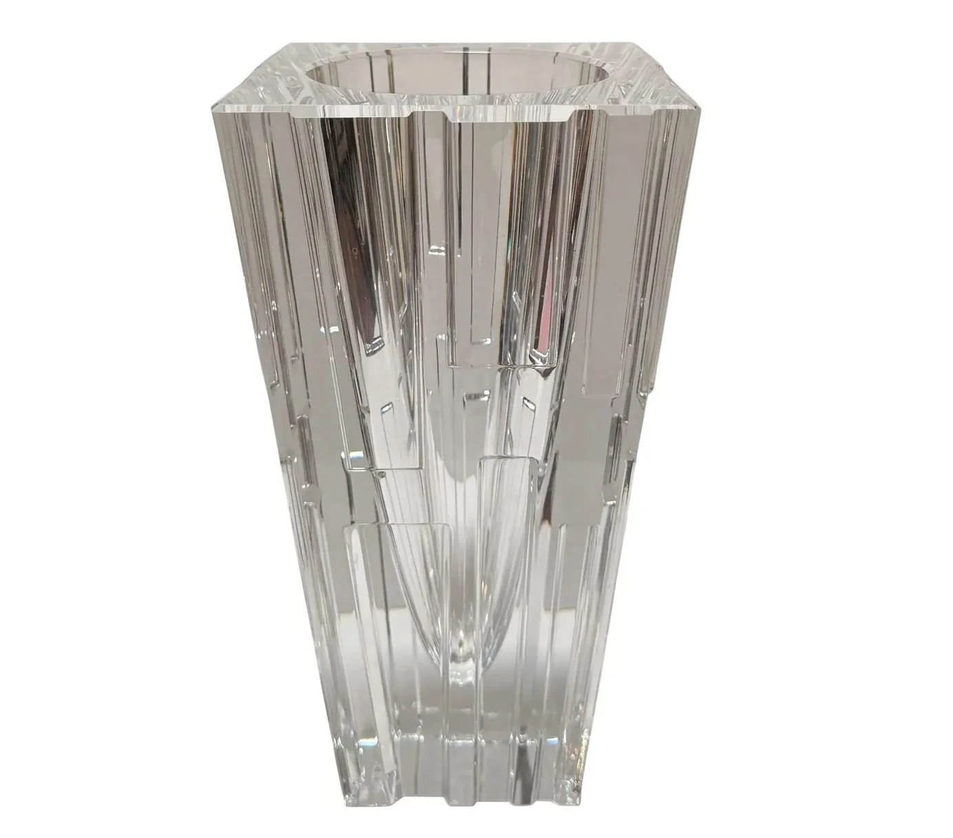 Art Deco Style Signed Orrefors Architectural Crystal Vase