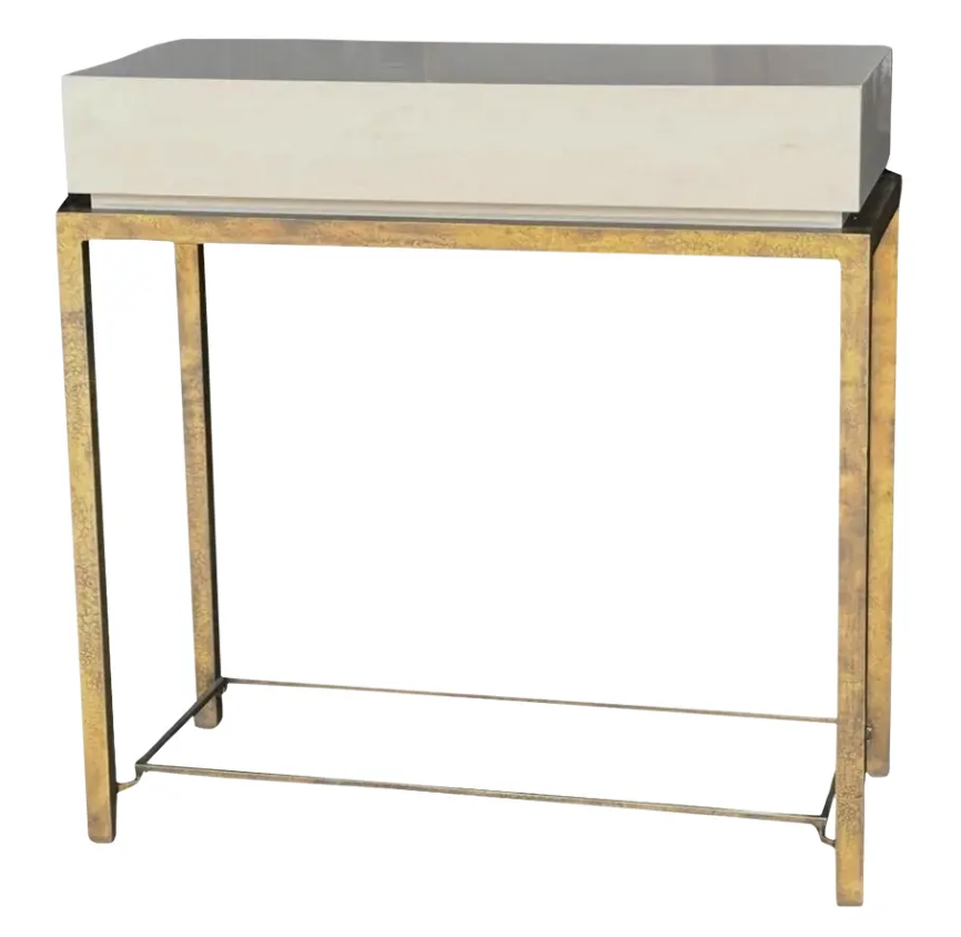 Modern Lacquer & Iron Nightstand Side Table by Robert Marinelli