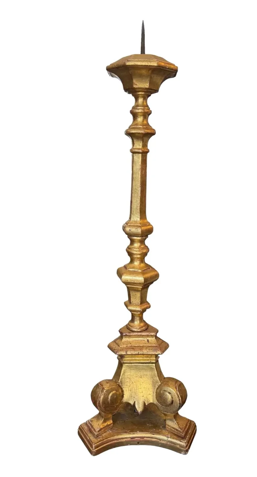 Antique Italian Giltwood Altar Pricket Candlestick