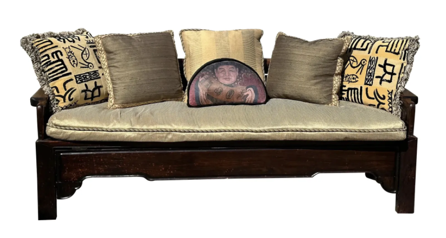 Antique Chinese Rosewood Sofa Settee With Down Cushion