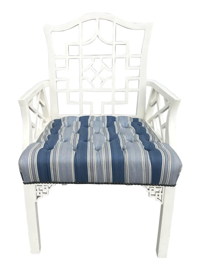 Hollywood Regency Chinese Chippendale Chinoiserie Arm Chair
