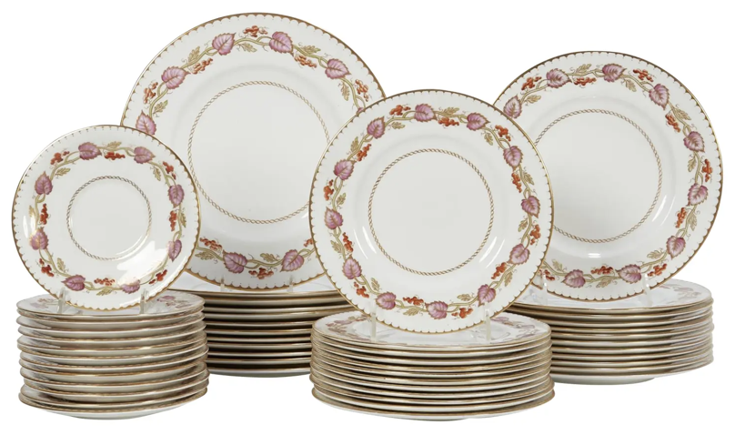 Royal Worcester Montpelier Magenta Gold & White Dinnerware Plate Set