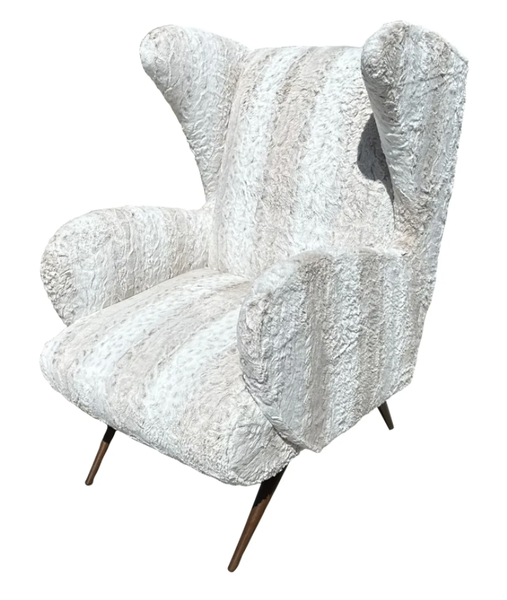 Richard Shapiro Studiolo Modernist Faux Rabbit Wing Back Chair