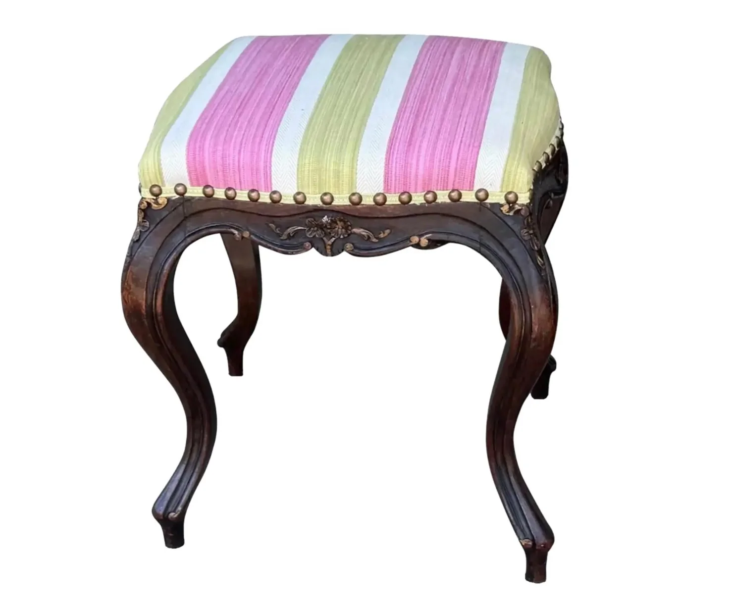 Antique French Provincial Carved Walnut Footstool