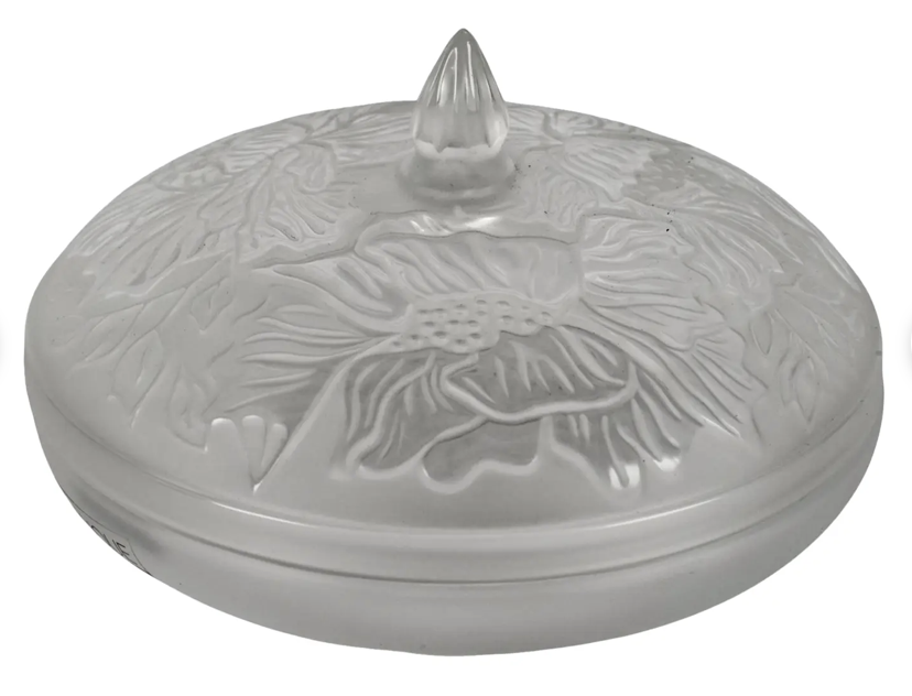 Lalique Floral Frosted French Crystal Powder Box