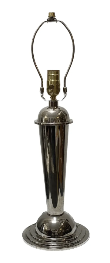 Mid Century Modern Machine Age Polished Chrome Table Lamp