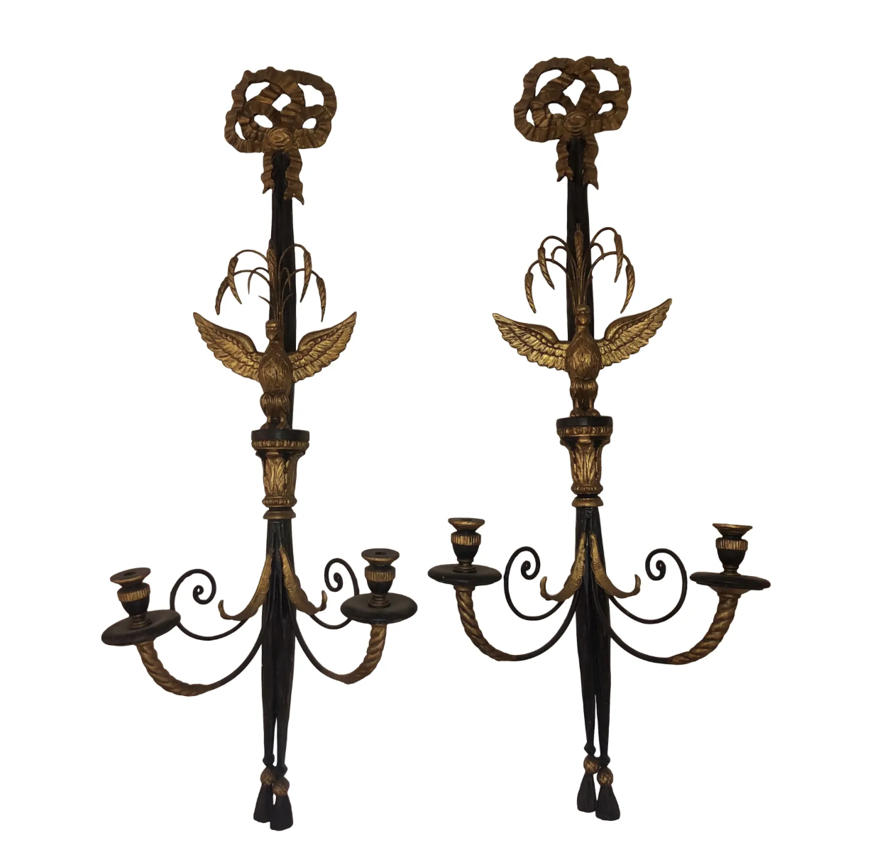 Vintage Hollywood Regency Style Candelabra Sconces - a Pair