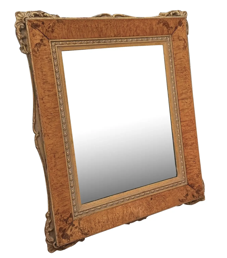 Antique Burl Walnut & Giltwood Table Mirror