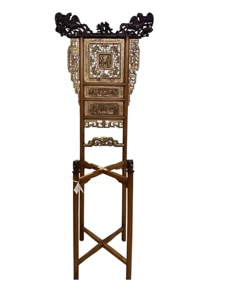 Antique 19c Chinese Giltwood Wash Stand With Carved Dragons