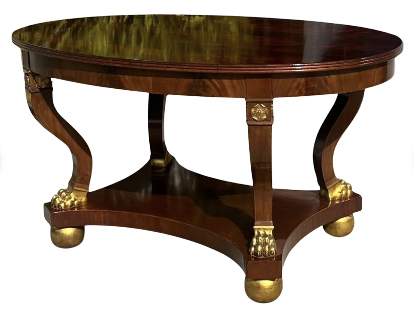 A. B. Nordiska Kompaniet Swedish Regency Giltwood Mahogany Center Table