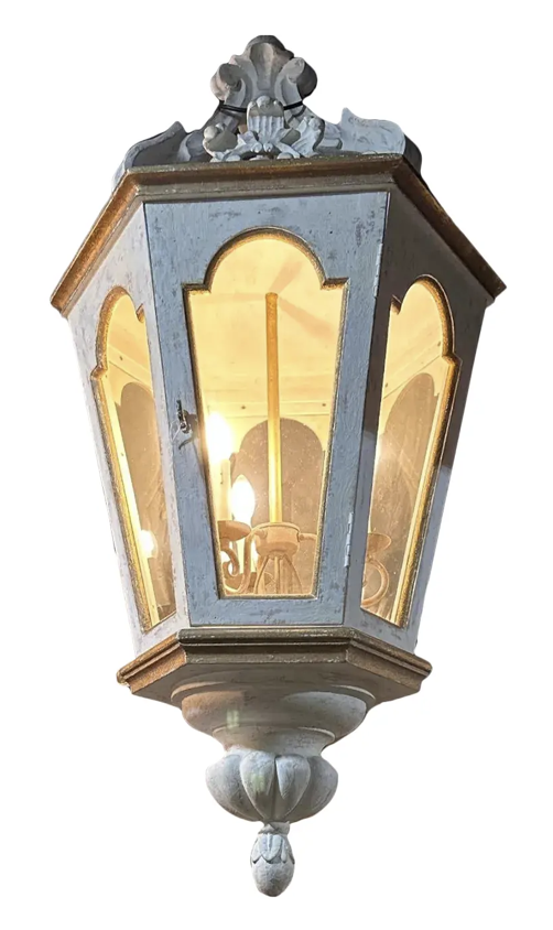 18c Style Bliss Studio Bruges 3 Light Giltwood Six Sided Lantern Chandelierr