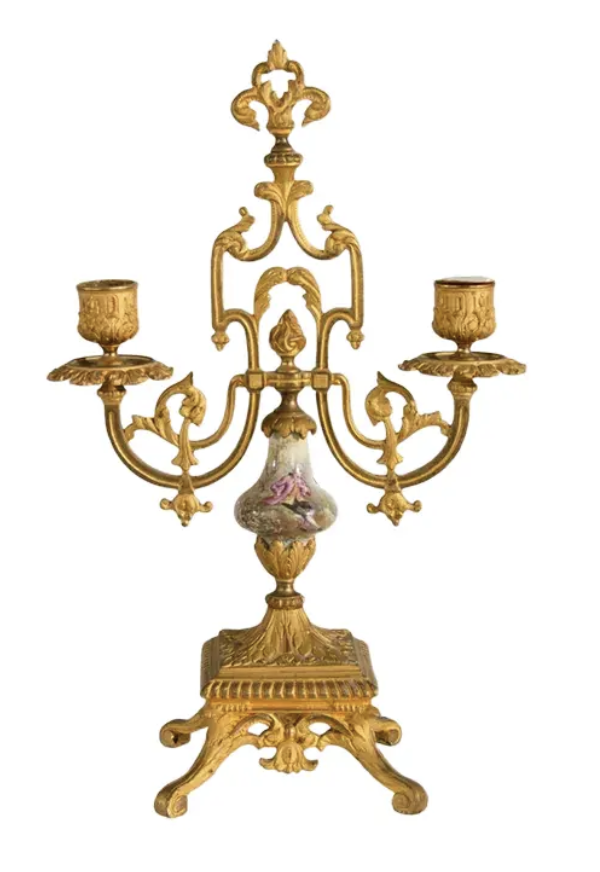 Antique Louis XVI Style Gilt Bronze & Sevres Porcelain Candelabra
