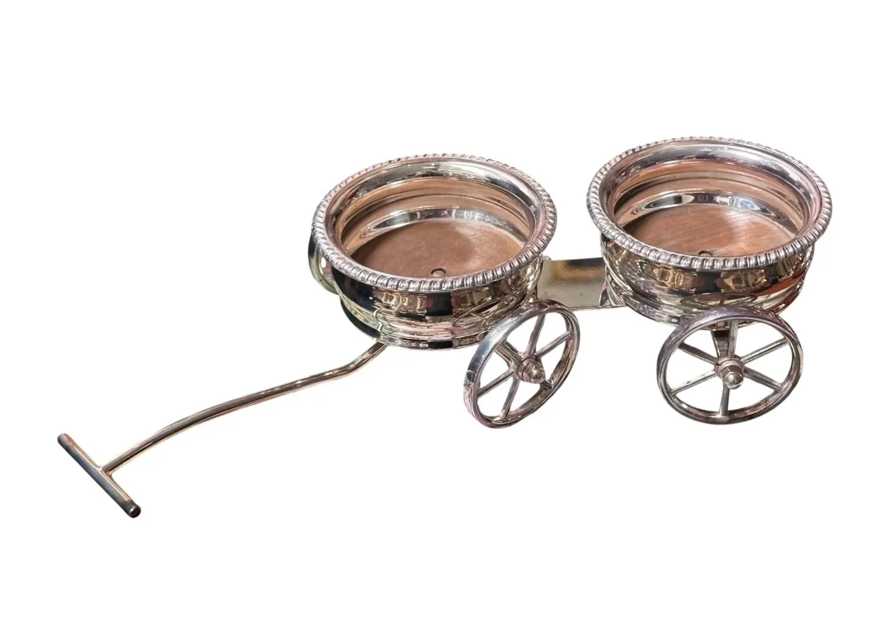 Antique Sheffield Silverplate Wine Bottle Trolly