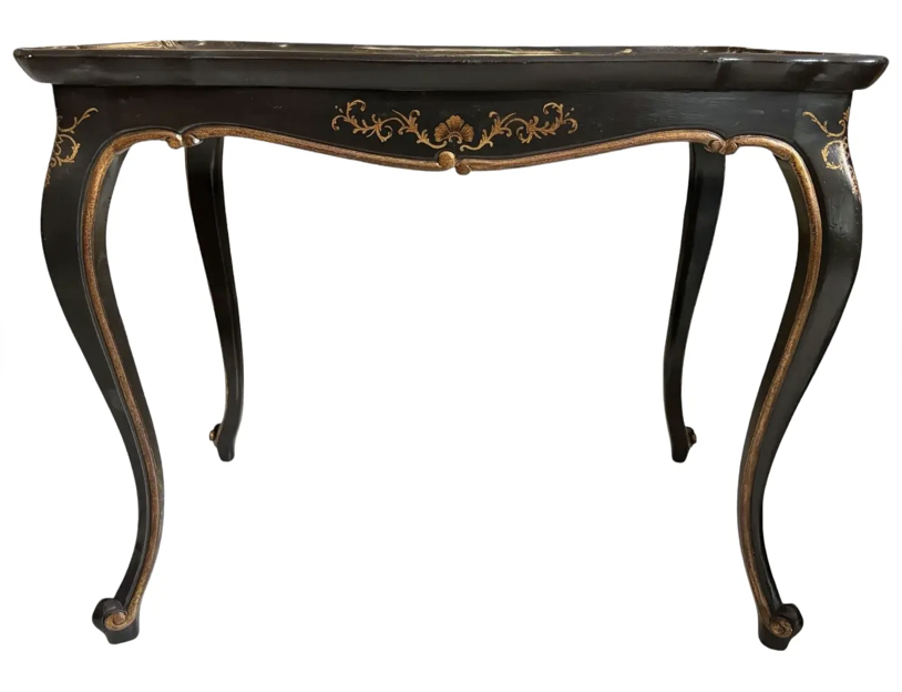 19th C Style Chinoiserie Black & Gold Side Table