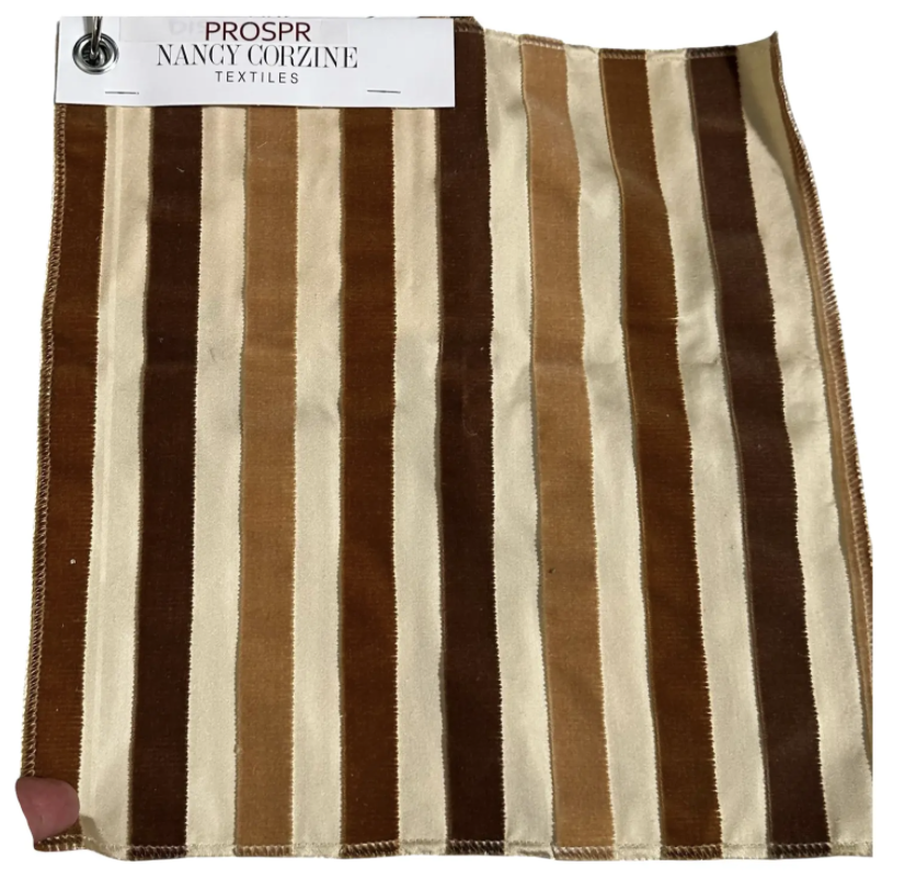 14 Yards Modern Nancy Corzine Silk Cut Velvet - Boucheron Stripe Tobacco