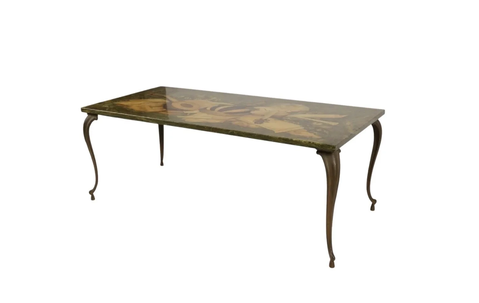 Scuola Florentine Marble & Brass Trompe l'Oeil Cocktail Table