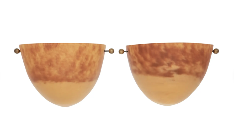 Vintage French Art Deco Mottled Glass Wall Sconce Covers