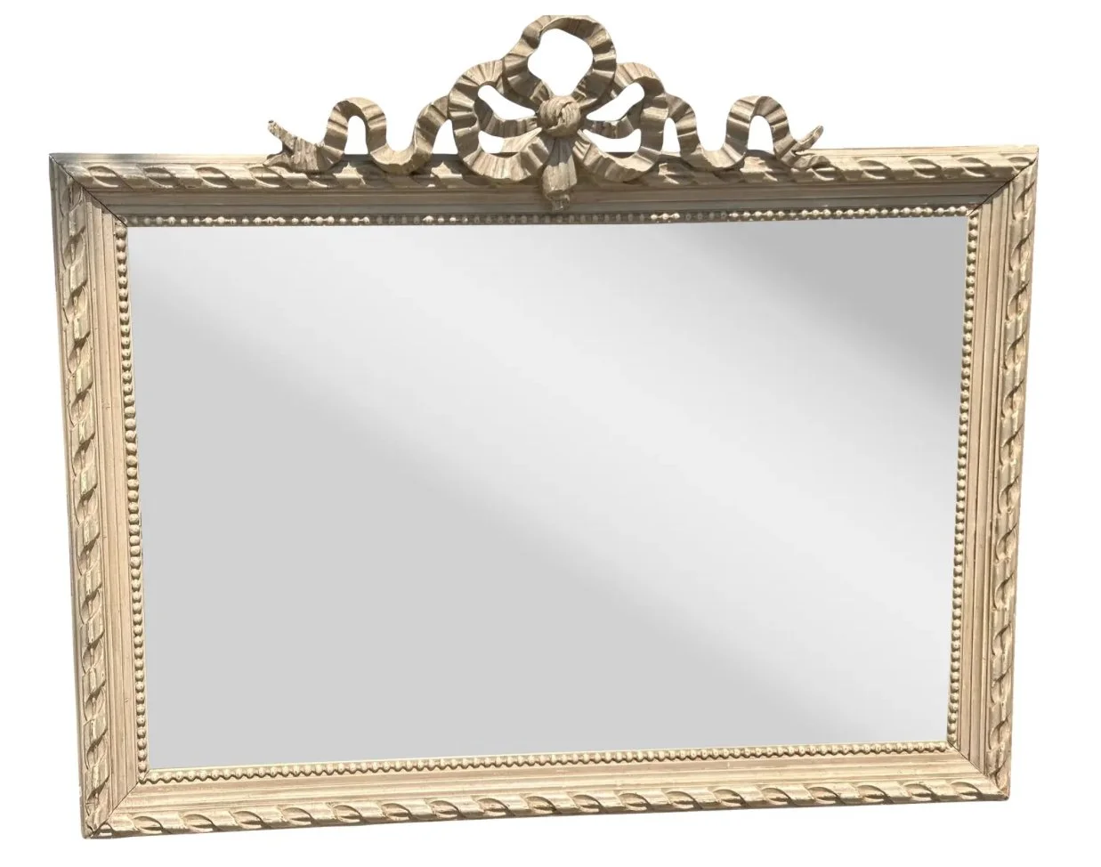 Antique Gustavian Swedish Empire Mirror W Ribbon Bow Crown