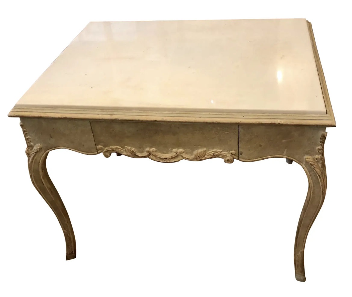 Antique Hideaway House Beverly Hills Marble Top Nightstand End or Side Table