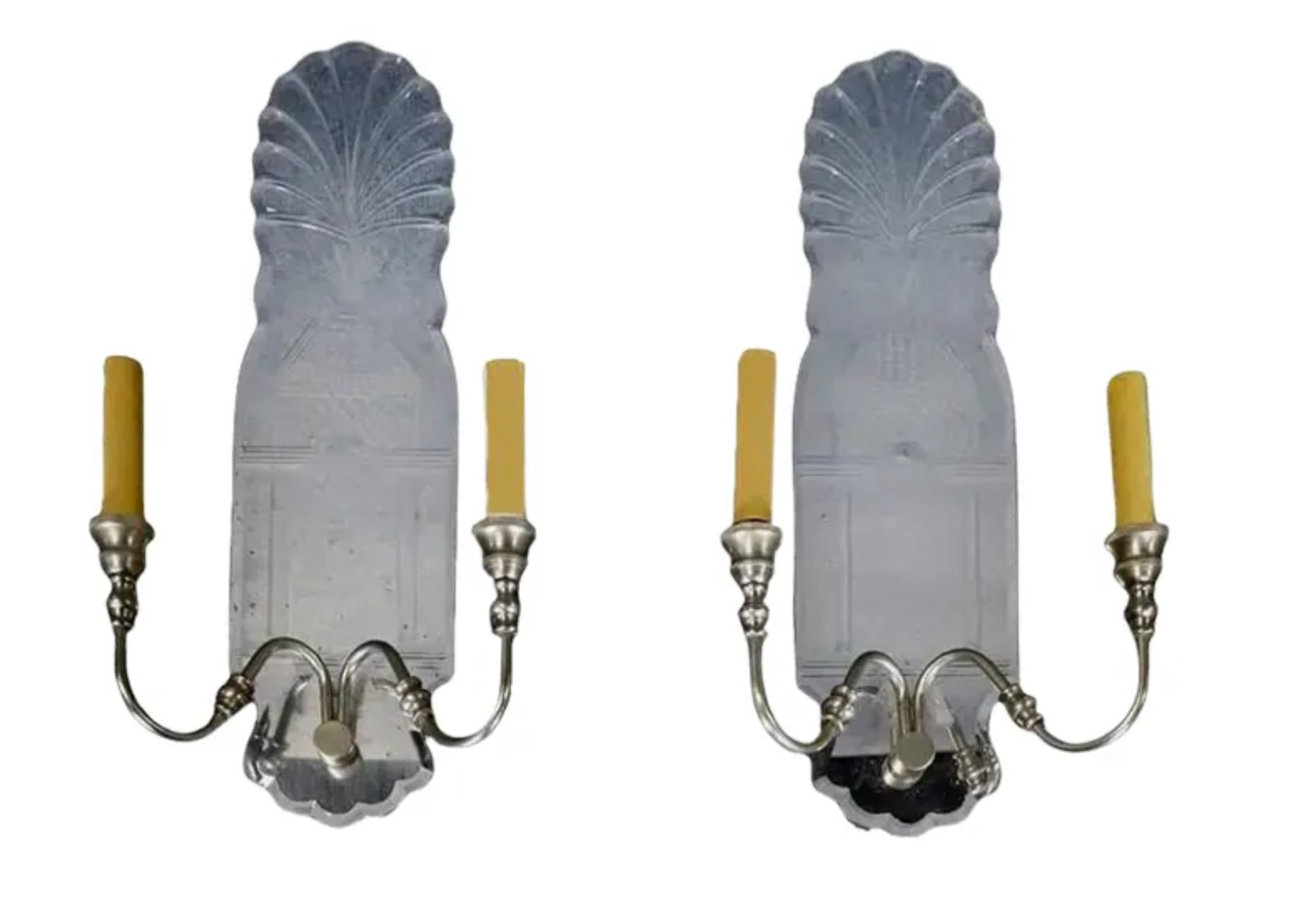 Pair of Art Deco Style Mirrored 2 Light Wall Light Sconces