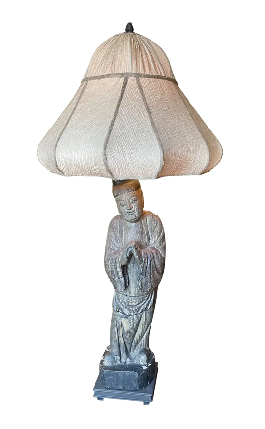 Antique Chinese Carved Buddha Sculpture Now a Designer Lamp