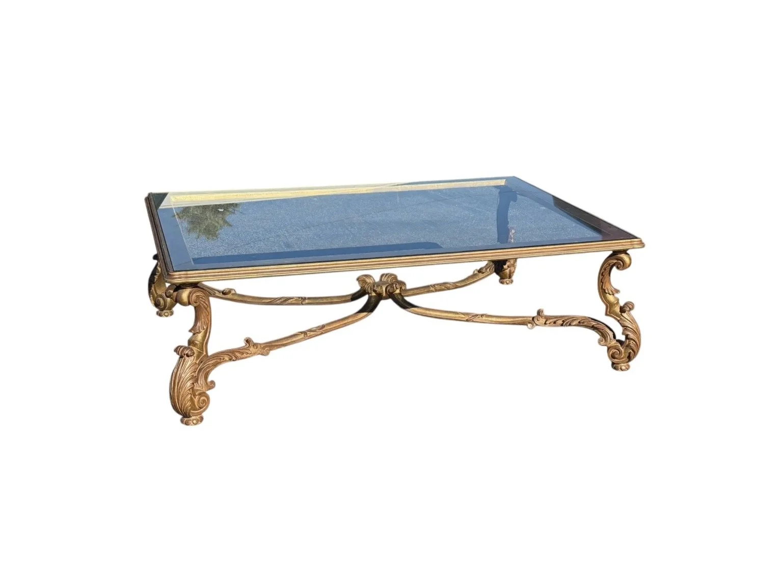 Hollywood Regency Giltwood & Glass Cocktail Table