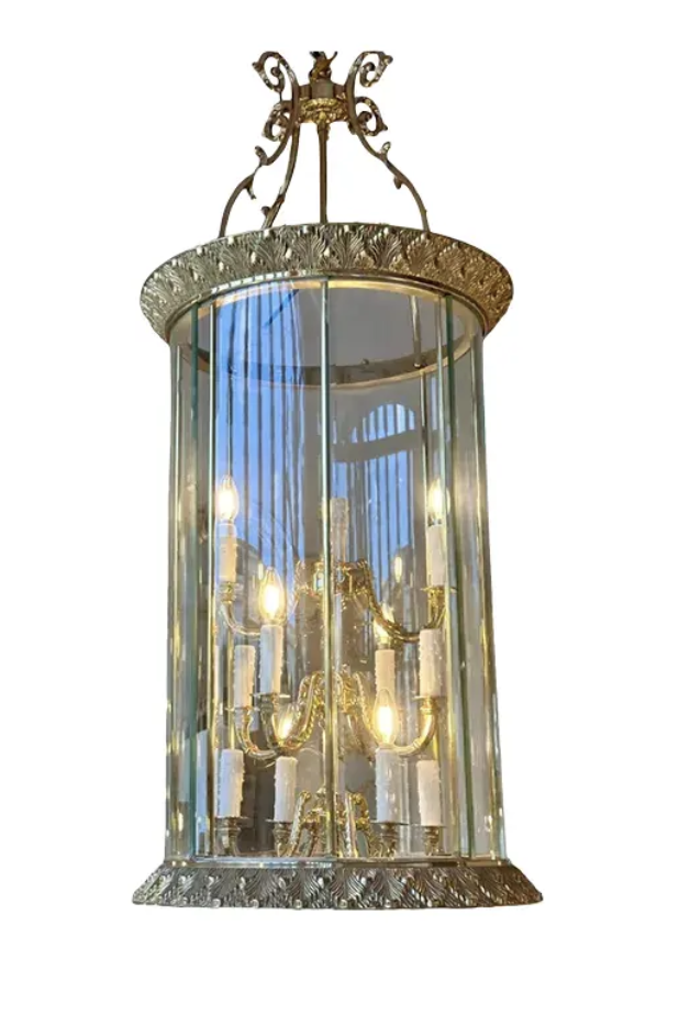 Art Deco Bronze Chandelier Theater Lantern Light Fixture