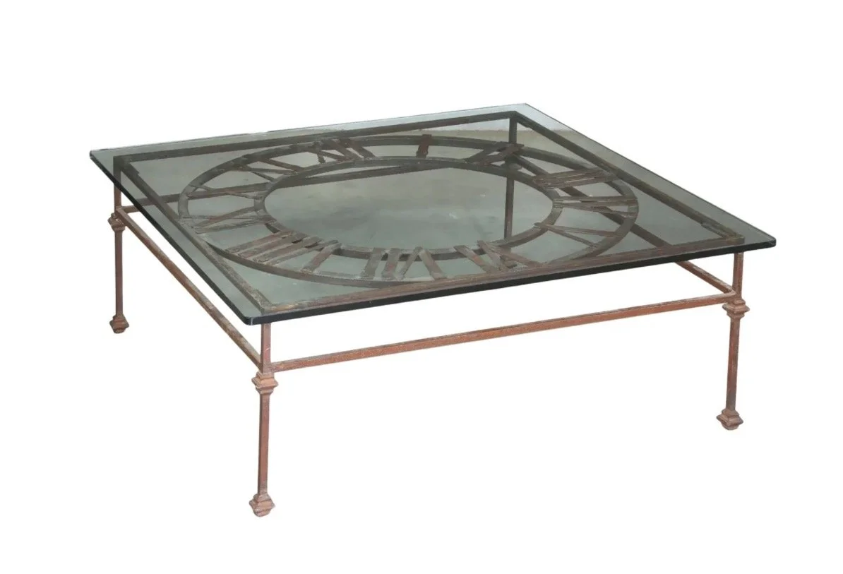 Modern Wrought Iron and Plate Coffee Table