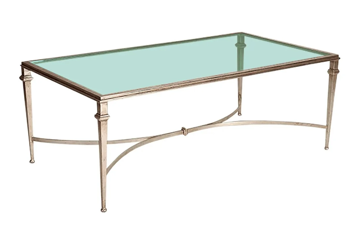 Art Deco Style Nancy Corzine Silver Gilt Metal Glass Top Dumont Cocktail