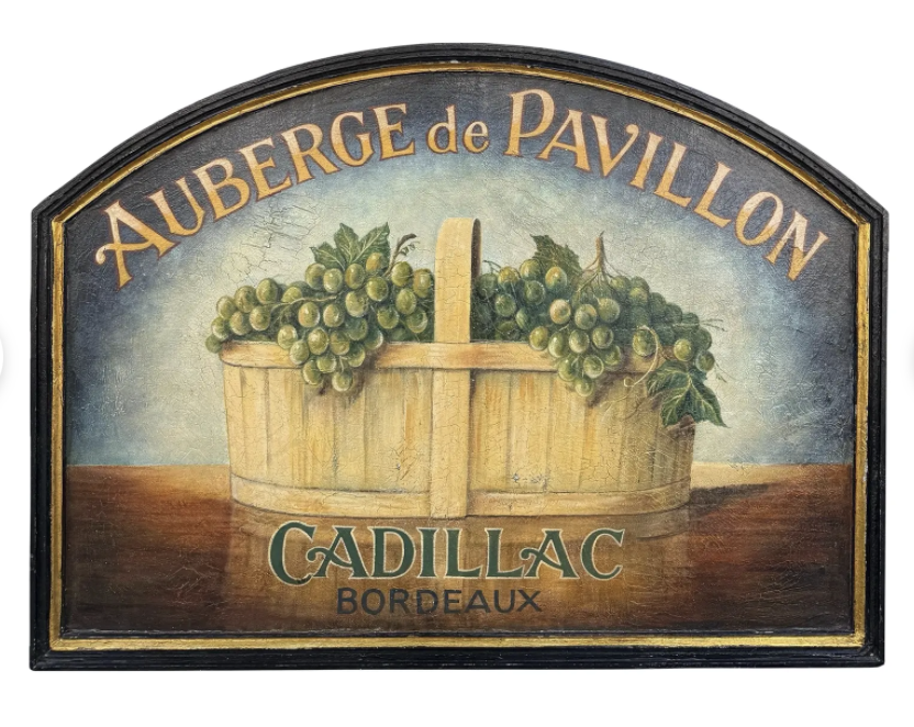 Antique Auberge De Pavillion Cadillac Bordeaux Winery Advertising Sign