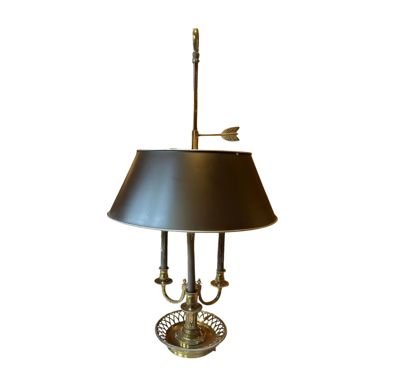 French Empire Neoclassical Regency Bronze Patinated Bouillotte Lamp