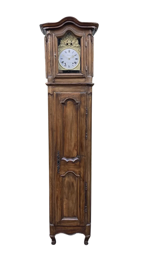 Antique 18th C French Provincial Walnut Tall Case Clock by J Cermann Chatillon Sur Seine
