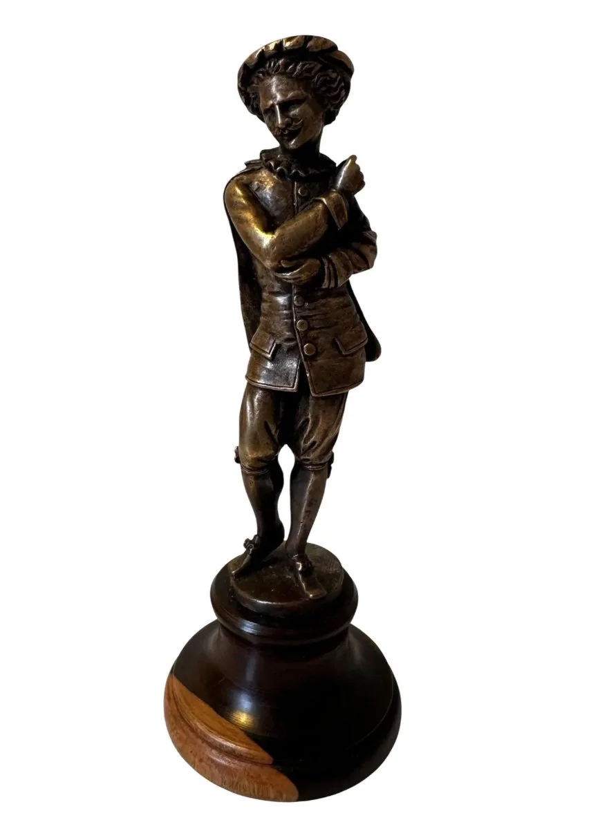 Antique French Silver & Bronze Sculpture of a Dandy