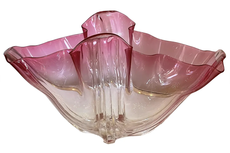 Antique Frederick Carder for Steuben Red Steuben Grotesque Centerpiece Bowl