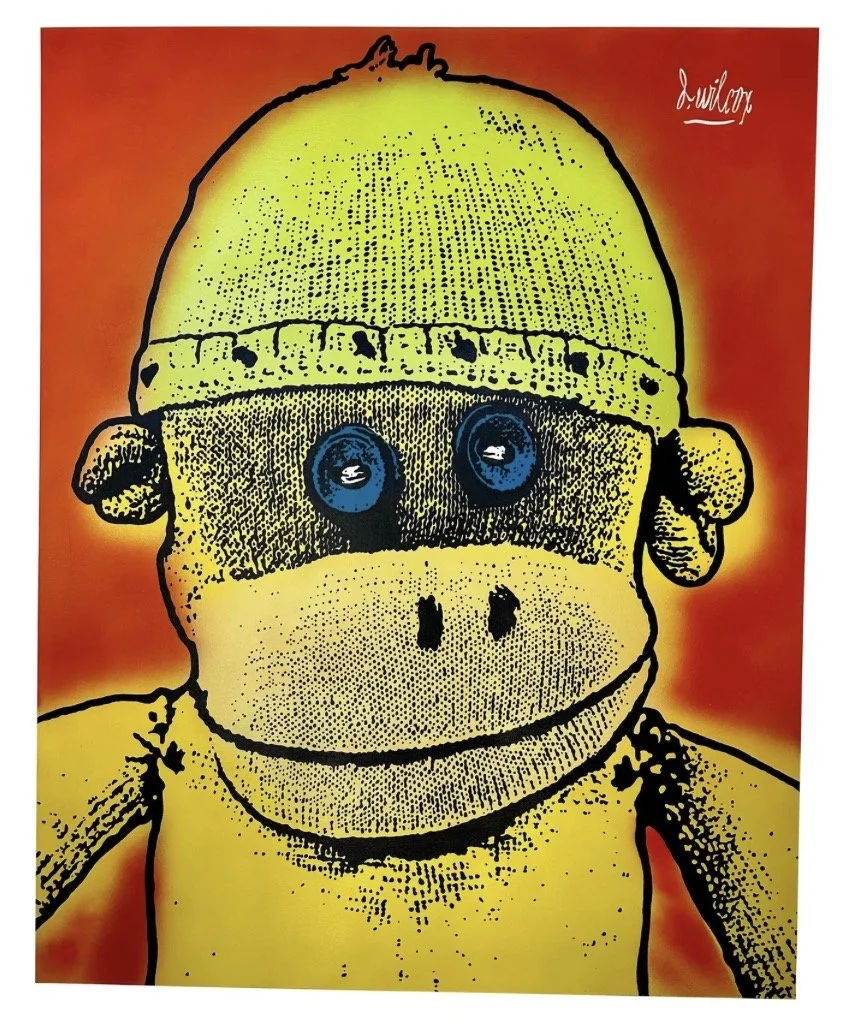 Original Dave Wilcox Oil Painting of a Sock Monkey
