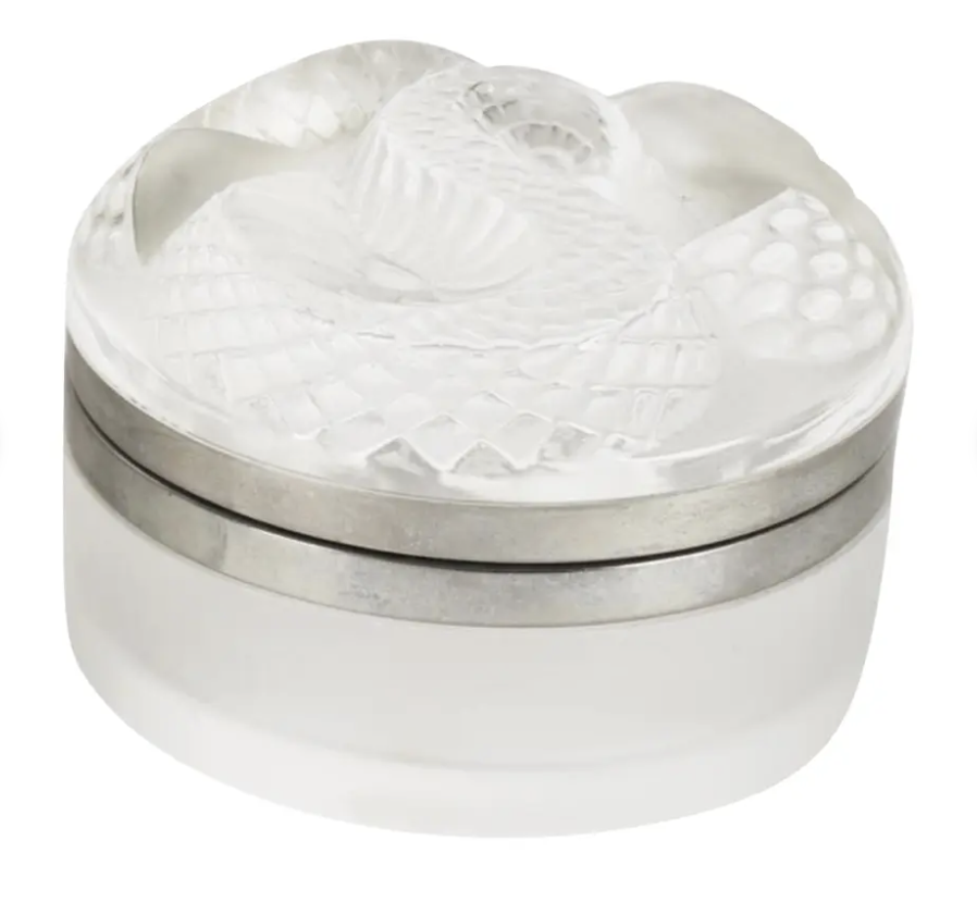 Art Deco Style Lalique French Art Glass Serpent Snake Boxe