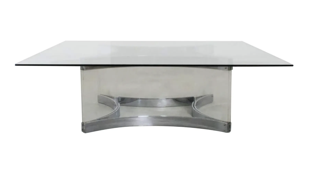 Mid Century Modern Alessandro Albrizzi Chrome & Lucite Coffee Cocktail Table - Judith Krantz Estate