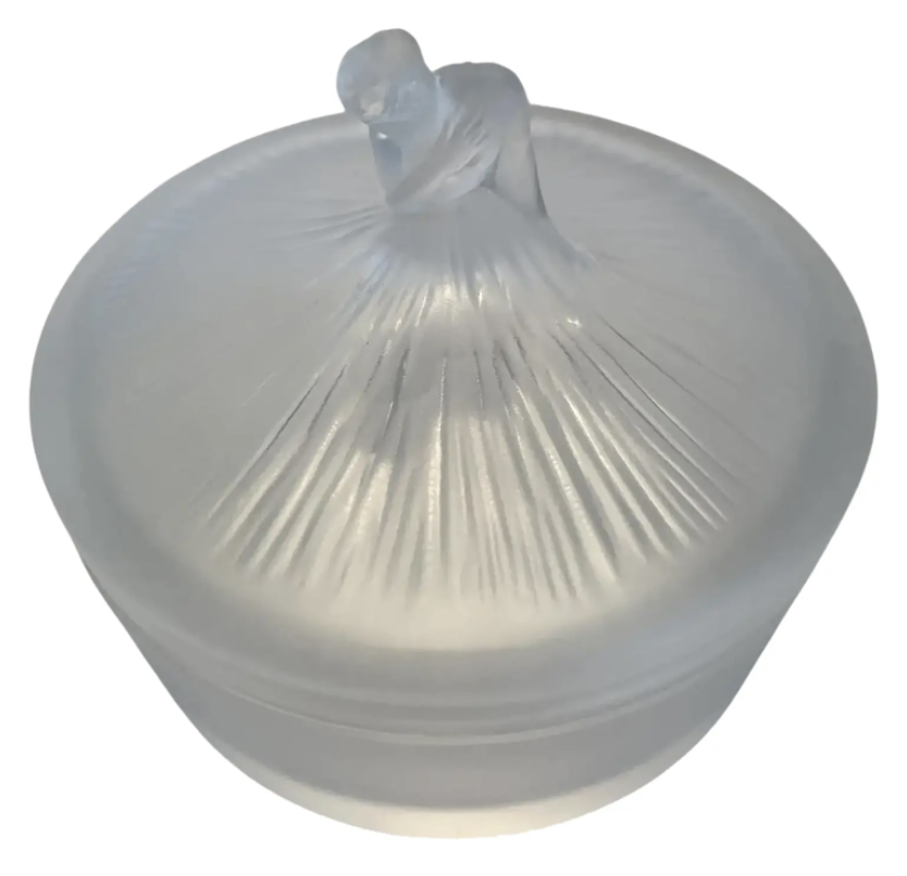 Art Deco Style Lalique French Crystal Ballerina Powder Box